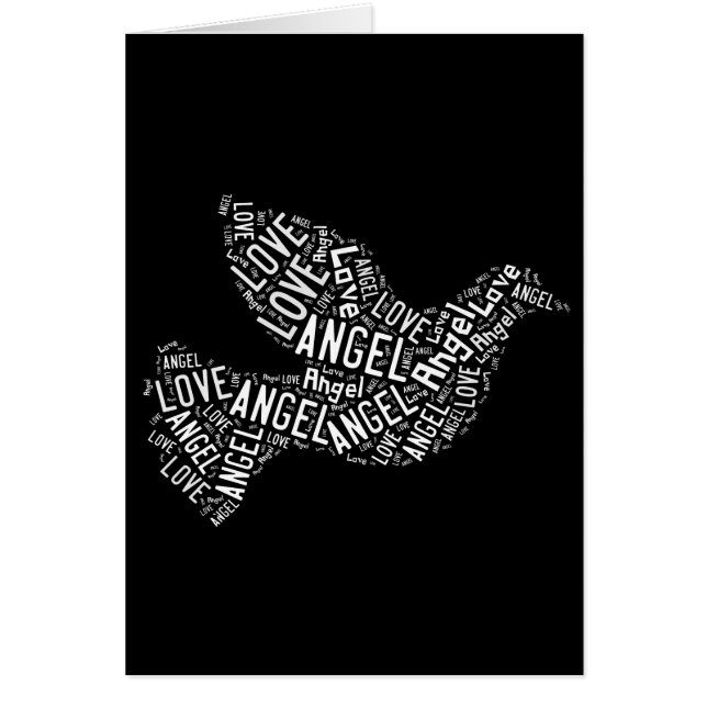 Angel Love Dove, White on Black (Front)