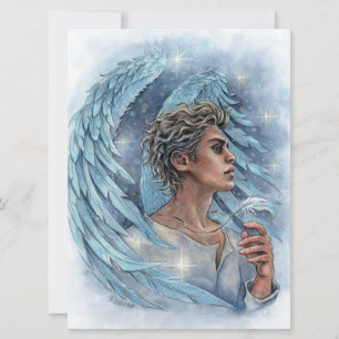 Angel Male Fantasy Guardian Feathers Art Card