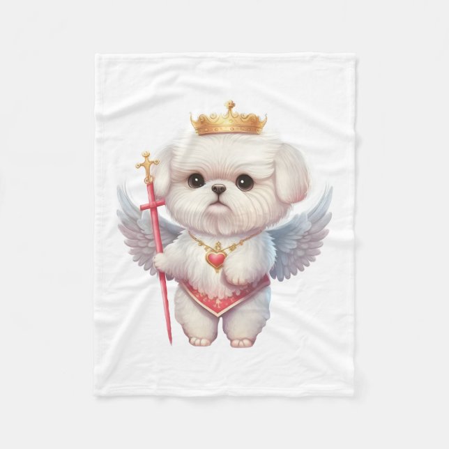 Angel Maltese Puppy, Maltes dog lovers and owners Fleece Blanket (Front)