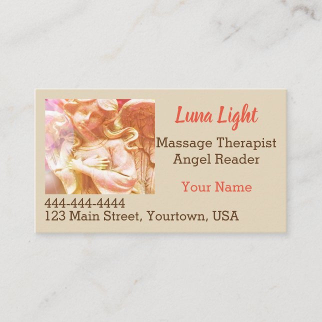 Angel Massage Psychic Wellness Heart Holistic Business Card (Front)
