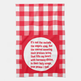 Angel Melody Poem On Red & White Plaid Kitchen Towel