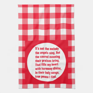 Angel Melody Poem On Red & White Plaid Kitchen Towel