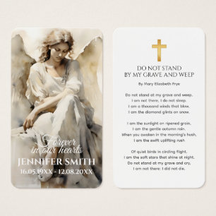 Angel Memorial Prayer Card Funeral Poem Beige Cros