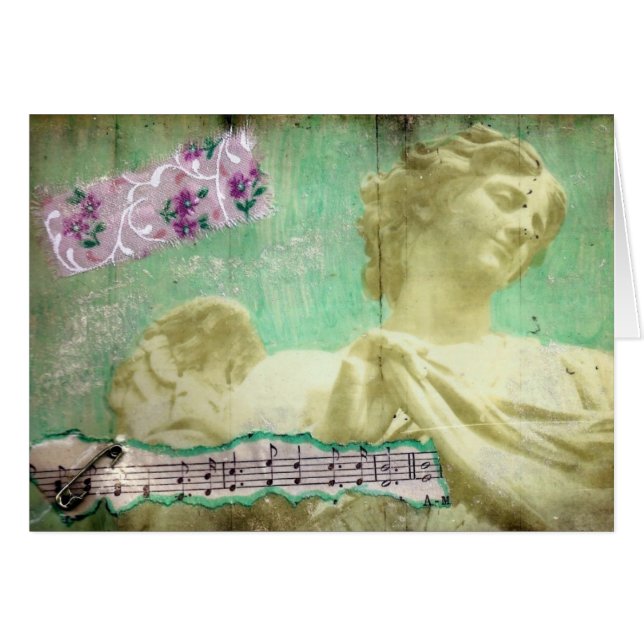 Angel Mixed Media Collage Light Green Background (Front Horizontal)