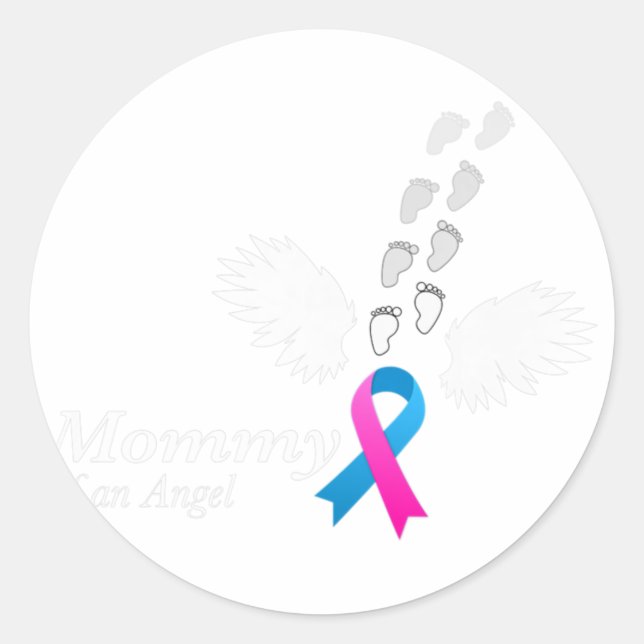 Angel Mommy . Miscarriage Awareness Infant Loss Te Classic Round Sticker (Front)