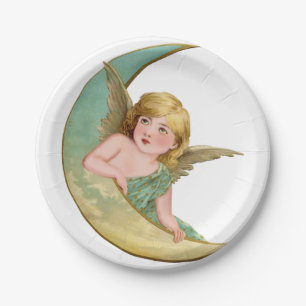Angel Moon Painting Paper Plate