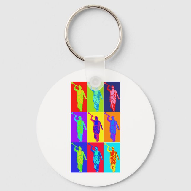 Angel Moroni Pop Art Keychain (Front)