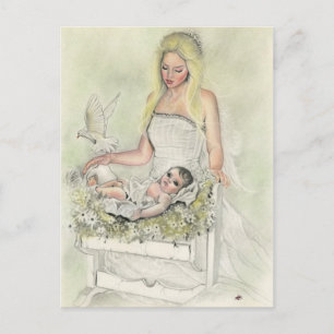 Angel mother baby postcard