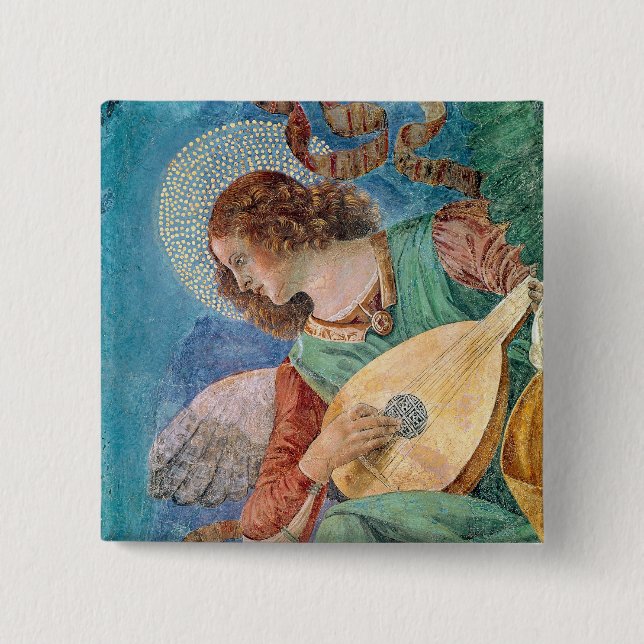 Angel Musician 2 Inch Square Button (Front)