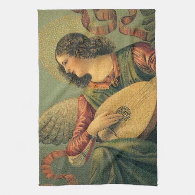 Angel Musician, Melozzo da Forli, Renaissance Art Kitchen Towel (Vertical)