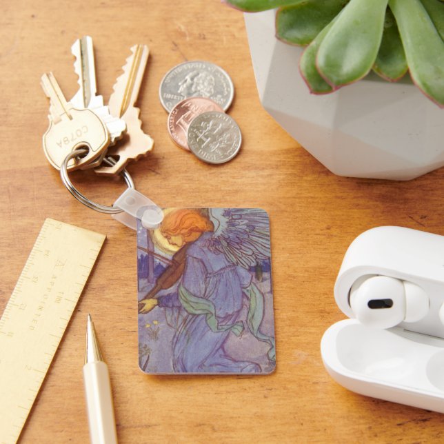 Angel Musician Playing a Violin, Vintage Music Keychain (Desk)