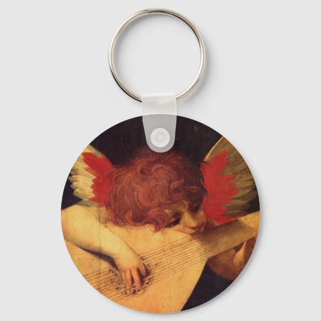 Angel Musician, Rosso Fiorentino Christian Keychain (Front)