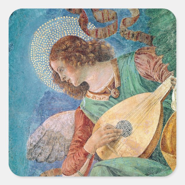 Angel Musician Square Sticker (Front)