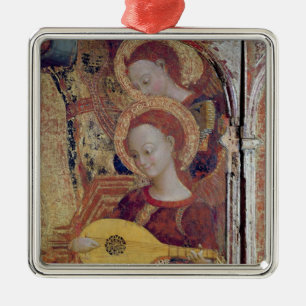 Angel musicians from painting of Virgin and Child Metal Ornament