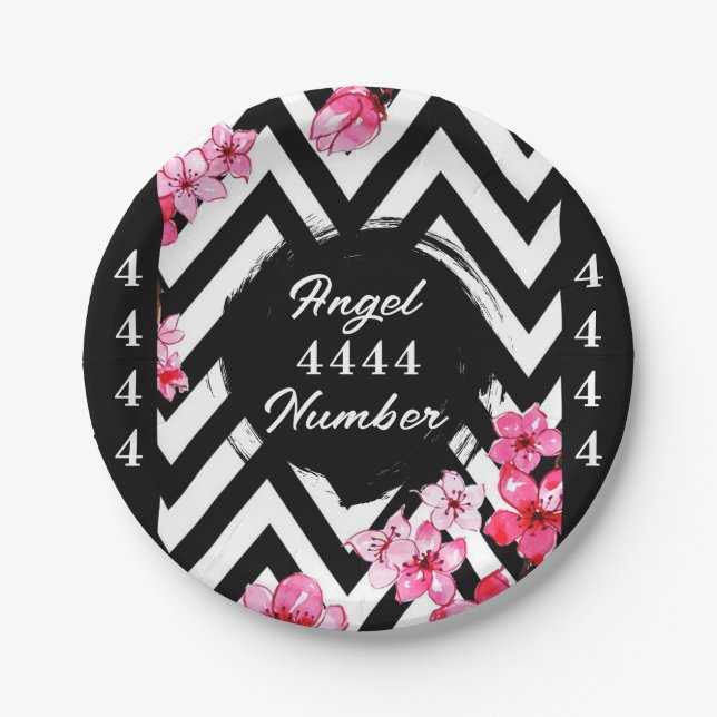 Angel Numberr "4444"  Paper Plate (Front)