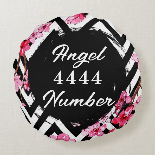 Angel Numberr "4444"  Round Pillow (Back)