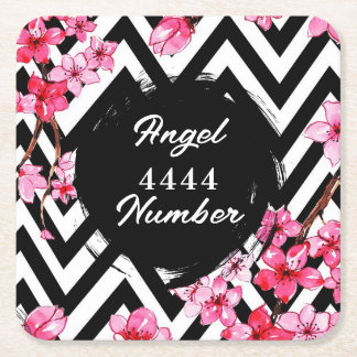 Angel Numberr "4444"  Square Paper Coaster