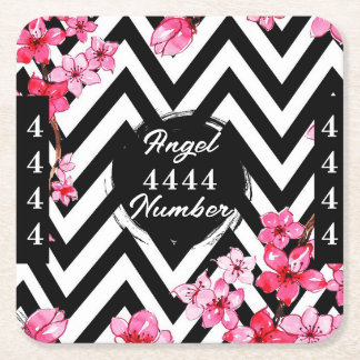 Angel Numberr "4444"  Square Paper Coaster