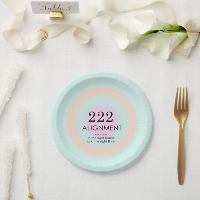 Angel Numbers Numerology 222 Alignment Motivation  Paper Plate (Wedding)