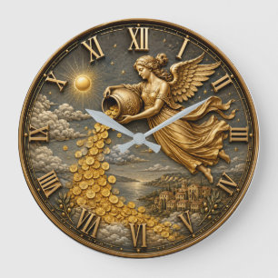 Angel of Abundance  Prosperity & Wealth Gift Large Clock