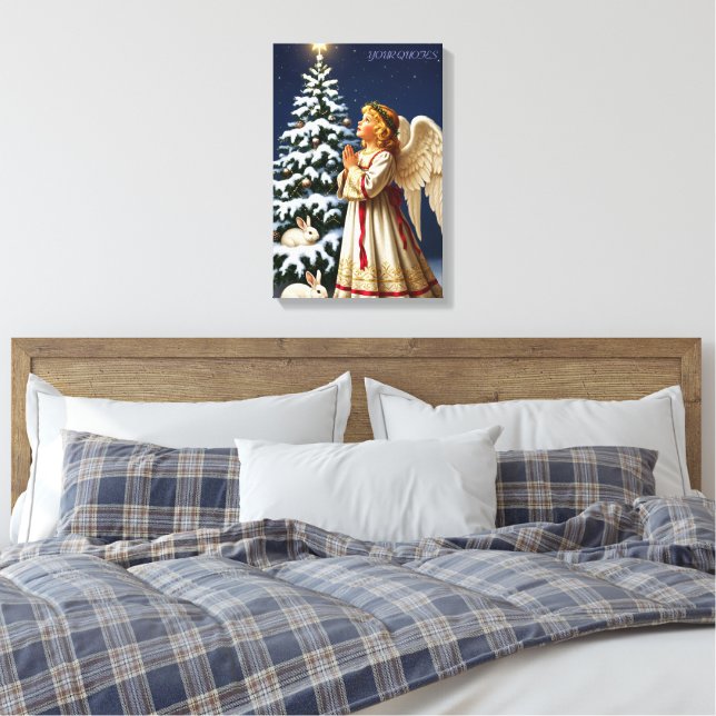 Angel of Christmas Night – Classical Holiday  Canvas Print (Insitu(Bedroom))
