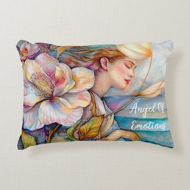 Angel of Emotions Turquoise Accent Pillow (Front)