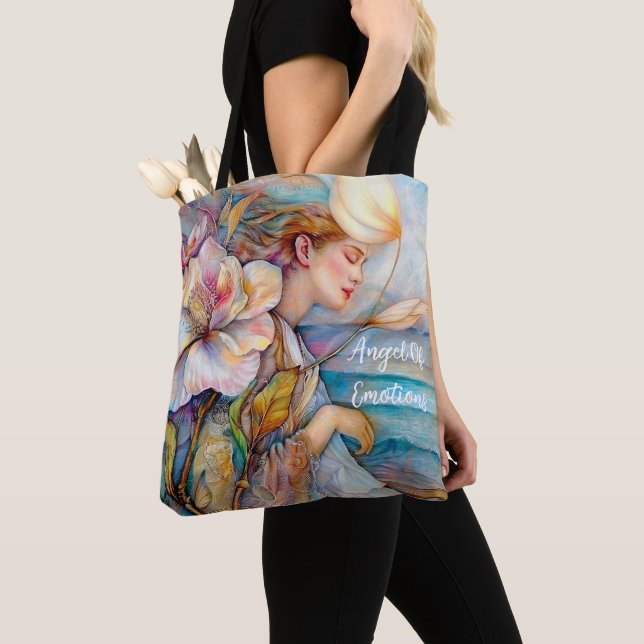 Angel Of Emotions Turquoise Tote Bag (Close Up)