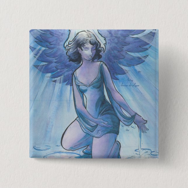 Angel of Grace 2 Inch Square Button (Front)