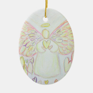 Angel of Hearts Art Holiday Gift Ornaments
