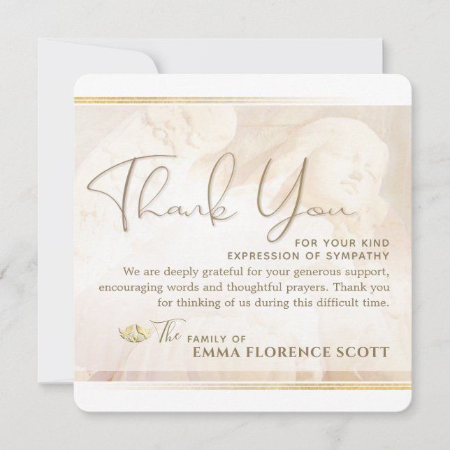 Angel of Light Square Sympathy Thank You Card (Front)