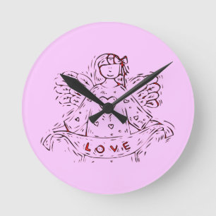 Angel of Love Round Clock