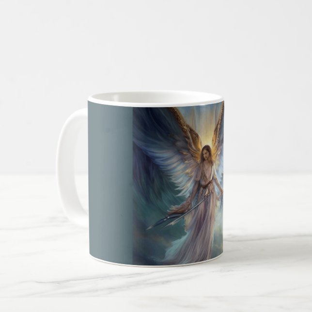 Angel Of Protection In Light Blue Watercolor  Coffee Mug (Front Left)