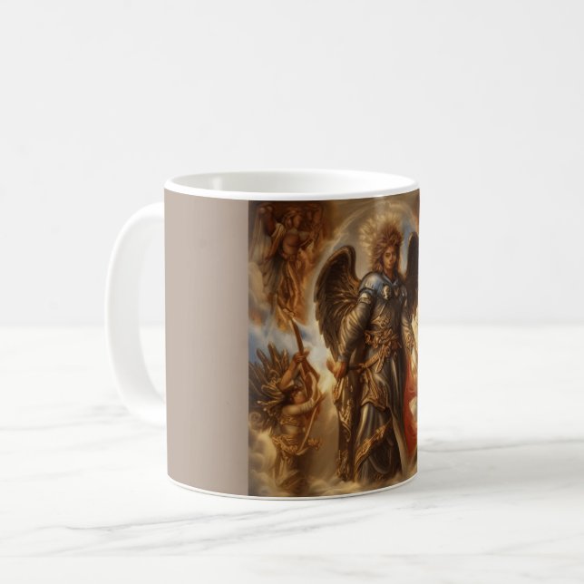 Angel Of Protection In Watercolor Armour Coffee Mug (Front Left)