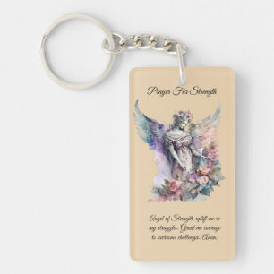 Angel Of Strength Prayer Card Keychain