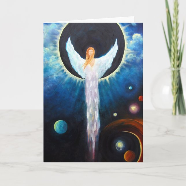 "Angel Of The Eclipse" Fine Art Greeting Card (Front)