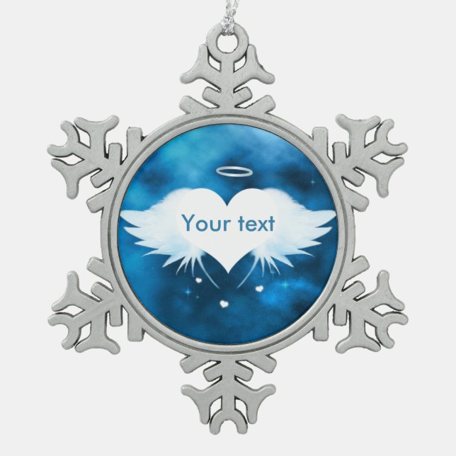 Angel of the Heart Pewter Snowflake Ornament (Front)