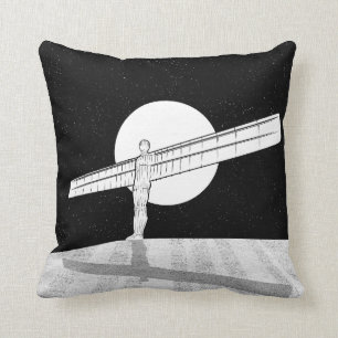 Angel of the North Black and white Throw Pillow