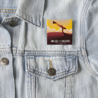 Angel of the North Vintage travel poster. 2 Inch Square Button