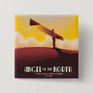 Angel of the North Vintage travel poster. 2 Inch Square Button