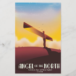 Angel of the North Vintage travel poster. Stationery
