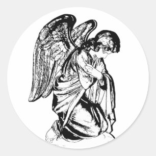Angel on any colour classic round sticker