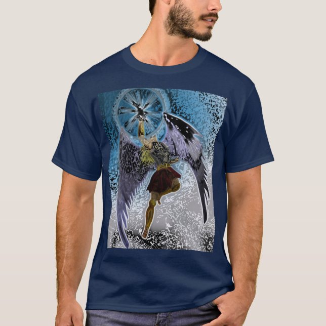 Angel on Blue  Airbrush V1 T-Shirt (Front)