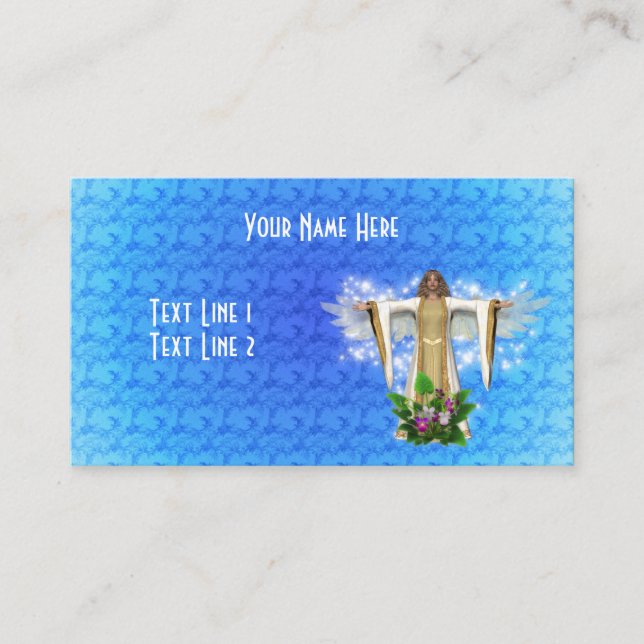 Angel On Blue Business Card (Front)
