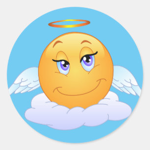 Angel on cloud classic round sticker