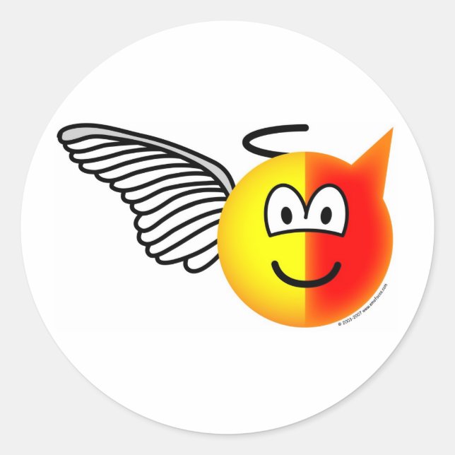 Angel or devil emoticon classic round sticker (Front)