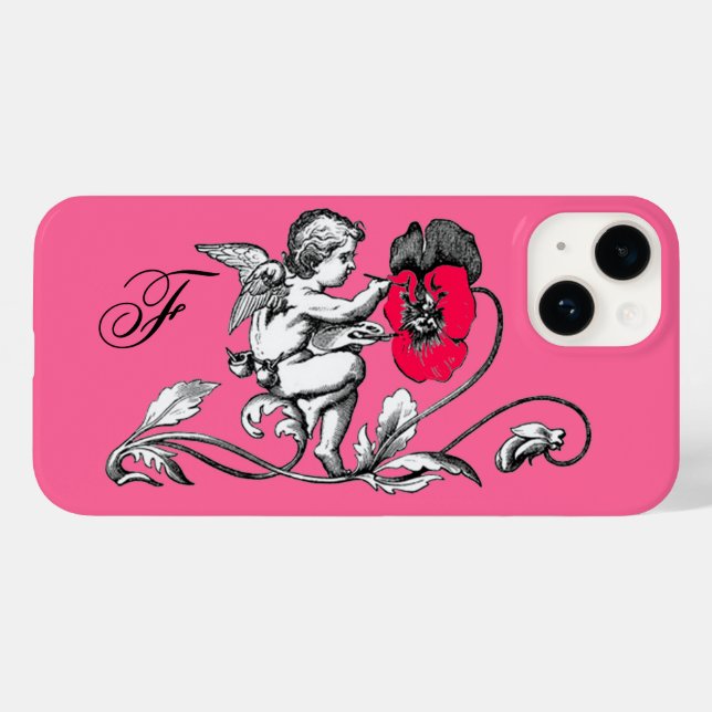 ANGEL PAINTING A PINK FLOWER,MONOGRAM Case-Mate iPhone CASE (Back (Horizontal))