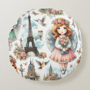 angel paris round pillow