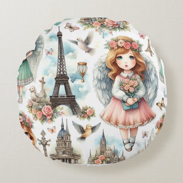 angel paris round pillow (Front)