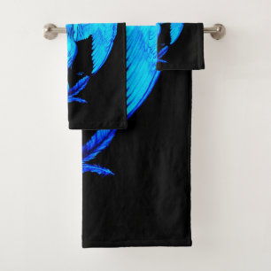 Angel , Pencil Art , blue black design Bath Towel Set