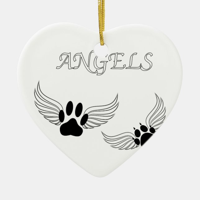 Angel Pet Paws Ceramic Ornament (Front)